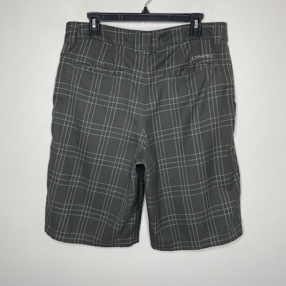 O'NEILL Shorts Mens 34 x 11 Gray Plaid Flat Front Chino Casual Skate Surf - Picture 4 of 7
